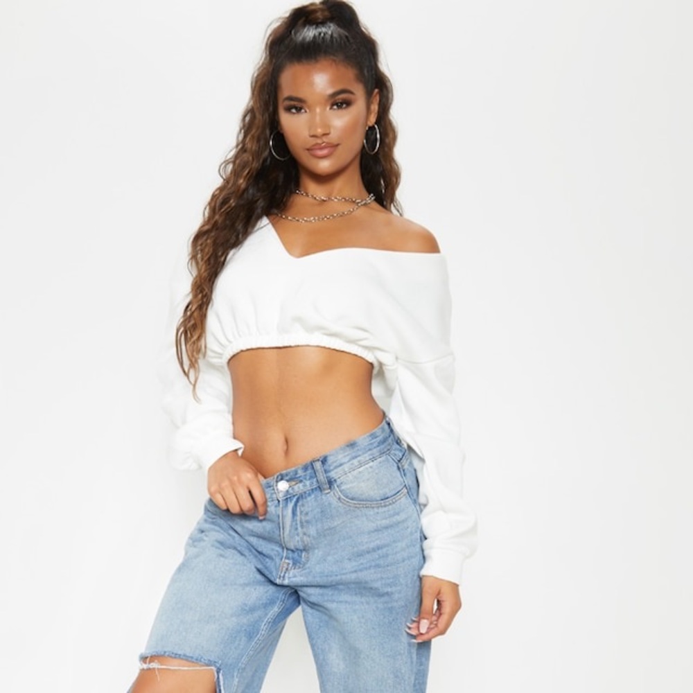 Cream Crop Off Shoulder Sweater *SOLD